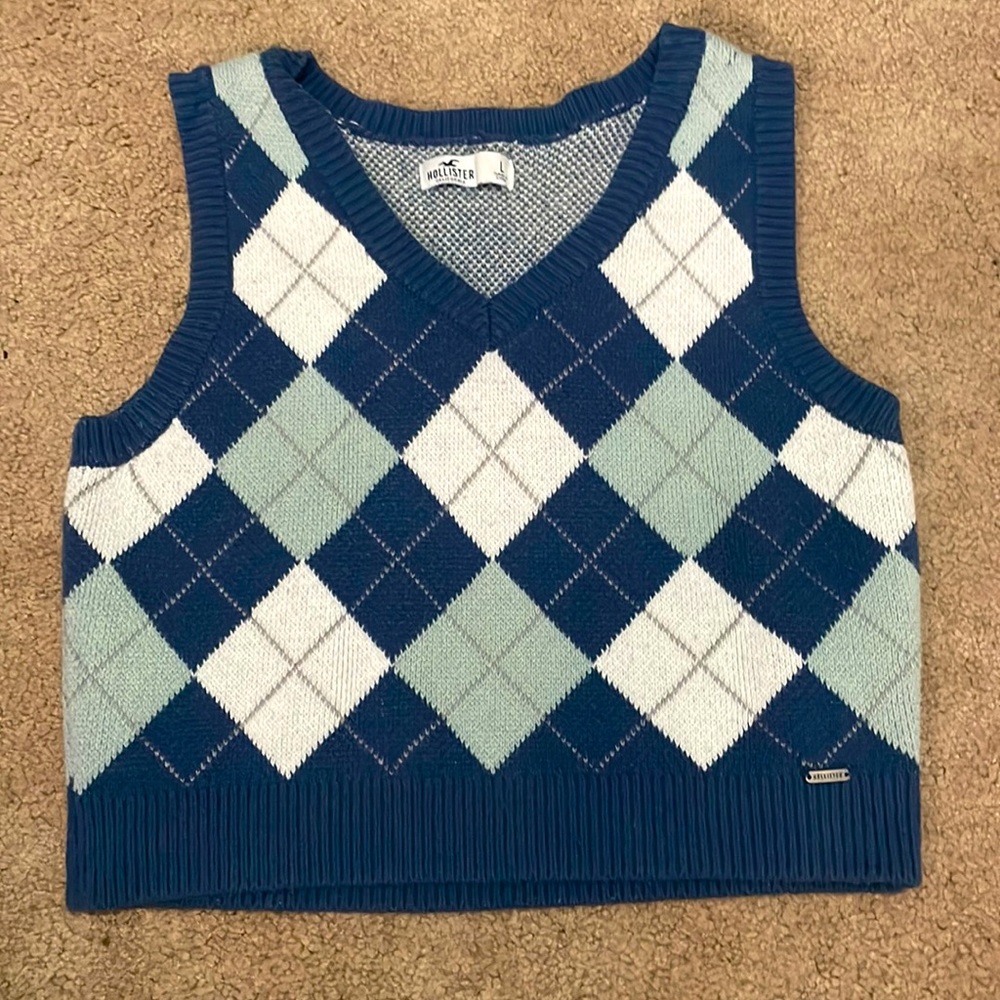 trendy argyle blue vest
